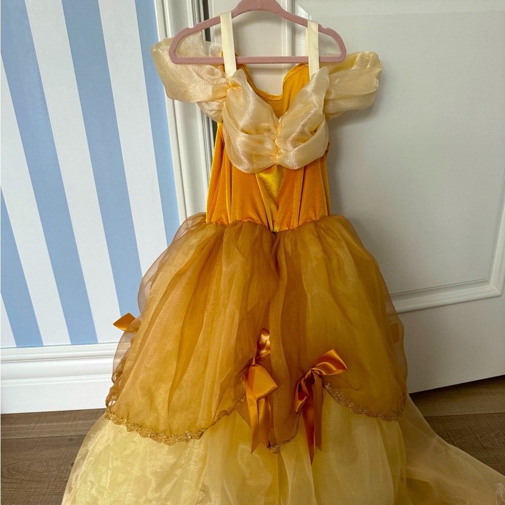 Girls Belle Etsy Handmade Disney Gold Princess Dress Tulle Beauty Beast 8 New!